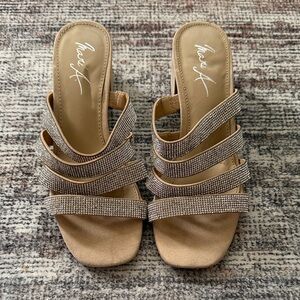 Embellished Tan Slide Sandals